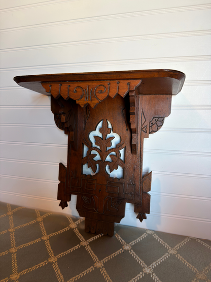 Eastlake Carved Wood Wall Shelf