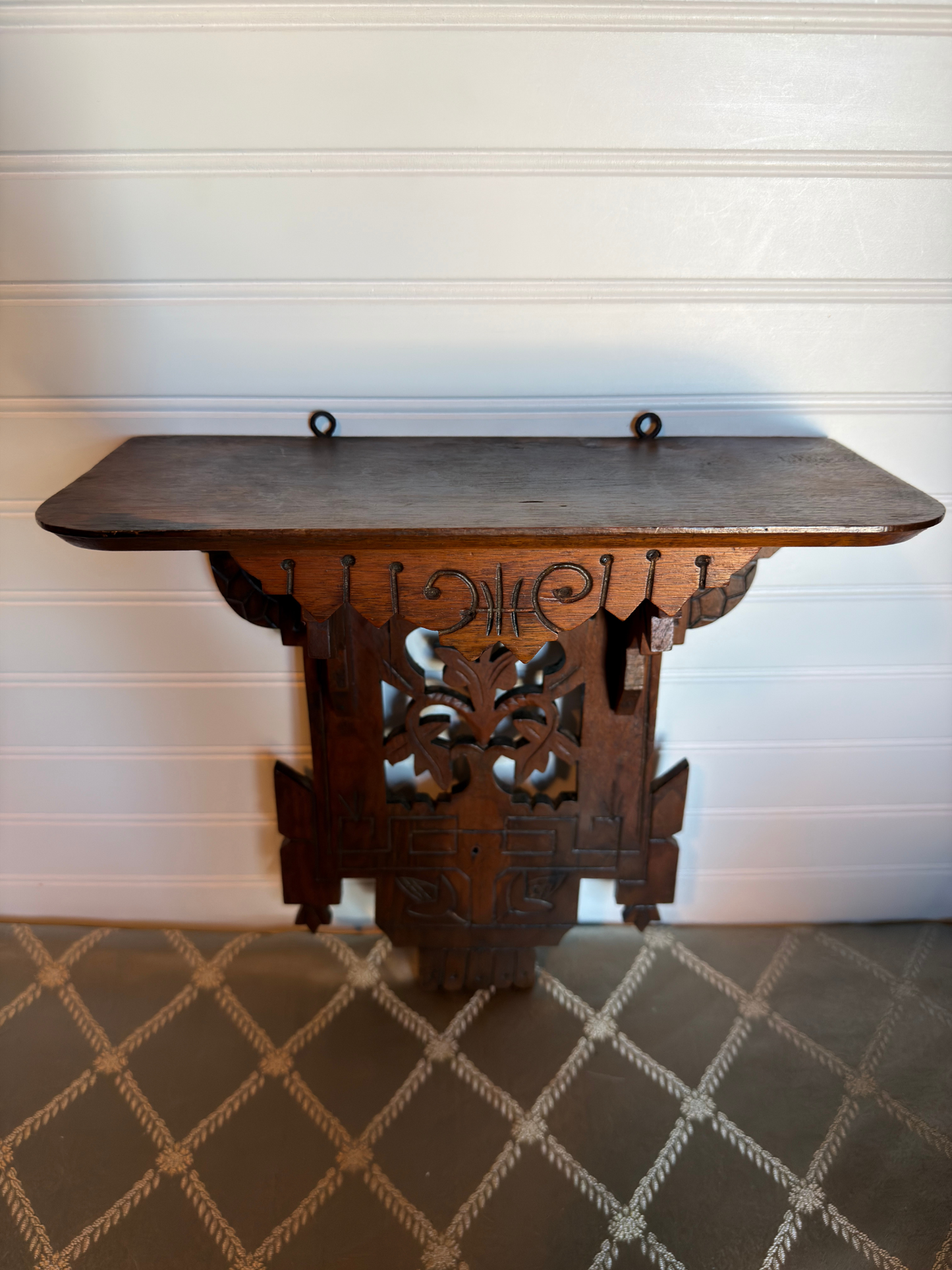 Eastlake Carved Wood Wall Shelf