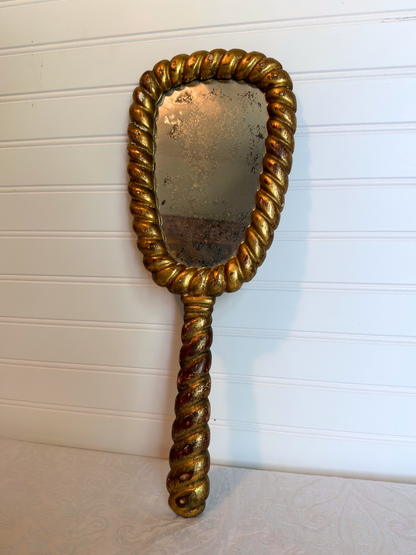 Large Italian Florentine Handheld Mirror