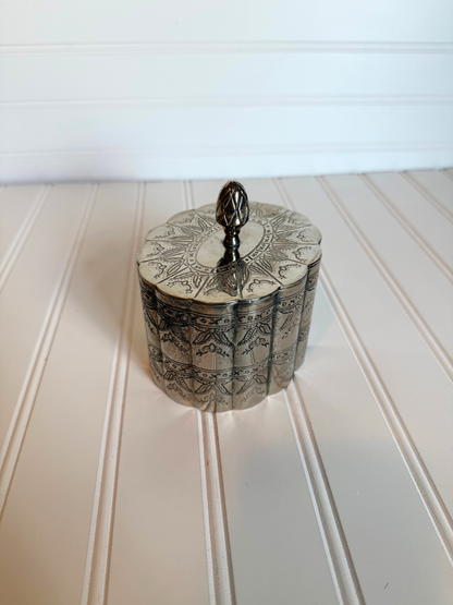 Etched Silver Plated Trinket Box