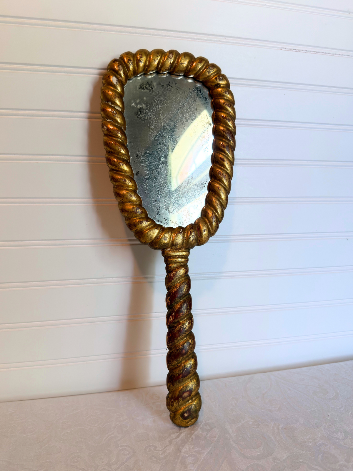 Large Italian Florentine Handheld Mirror