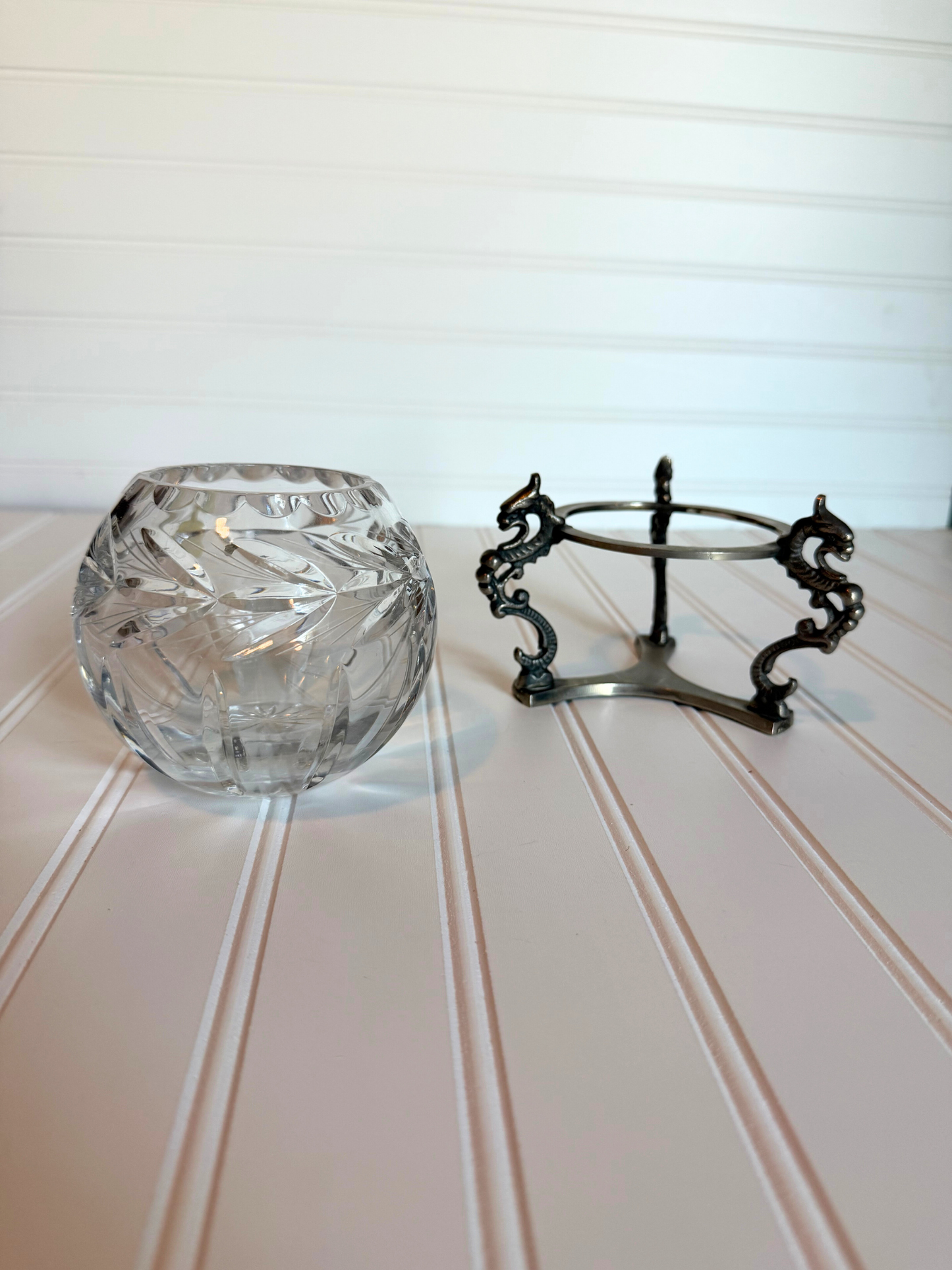 Made in Poland Crystal Vase with Silver Plated Stand