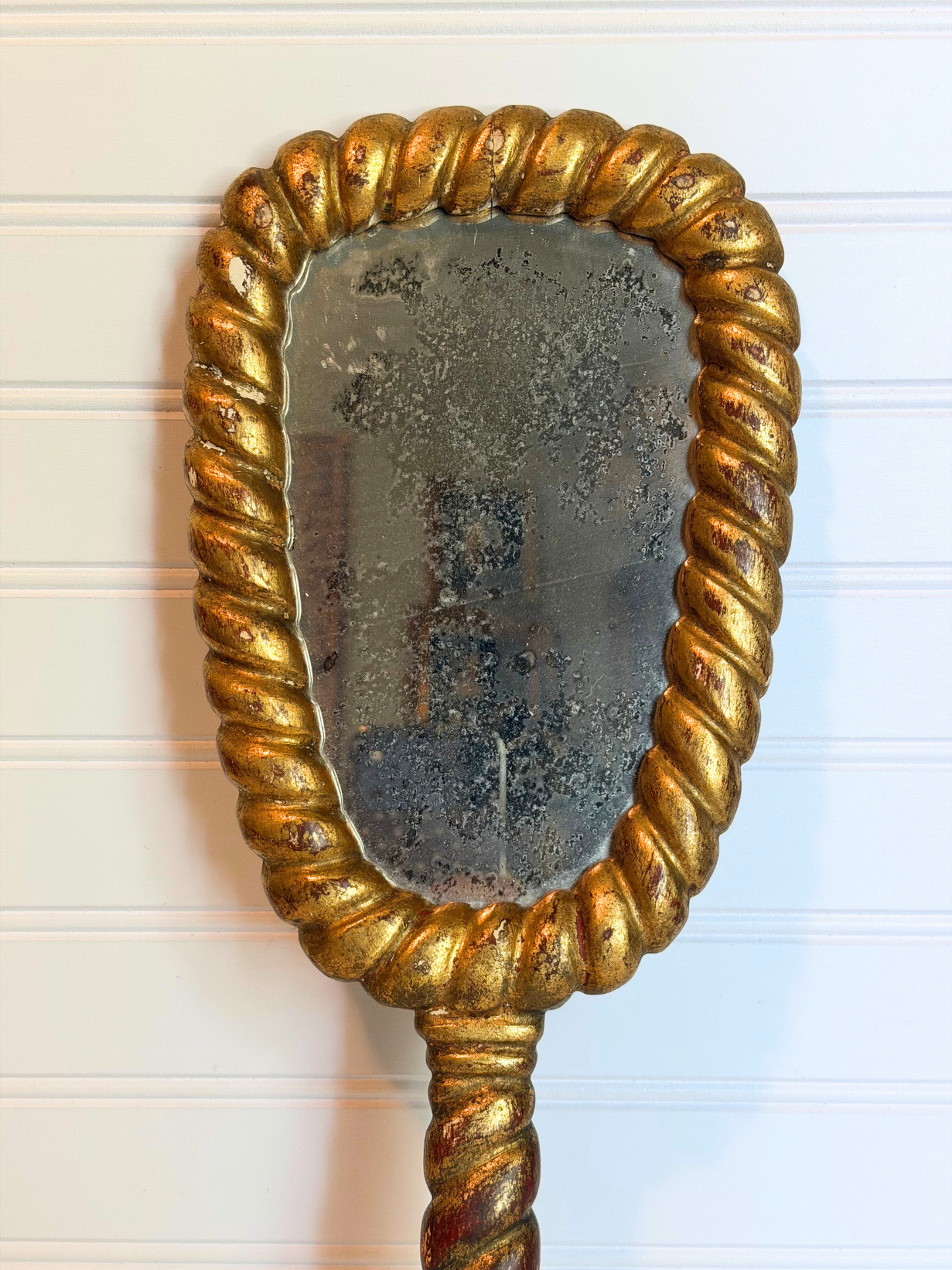 Large Italian Florentine Handheld Mirror