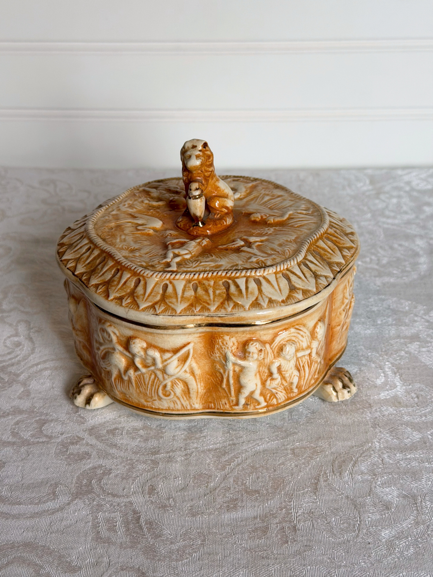 Lion & Cherub Porcelain Box