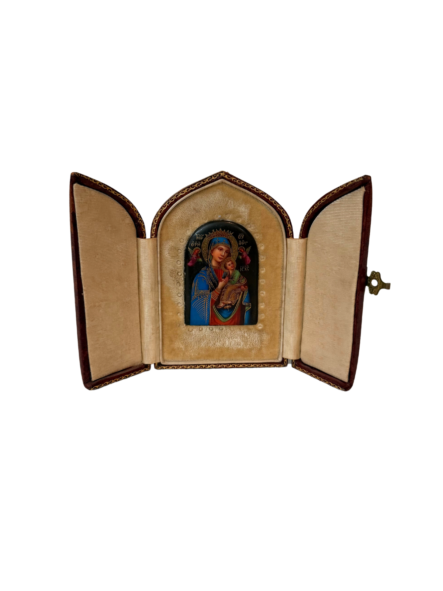 Travelers Icon Virgin Mary & The Child Painting on Porcelain