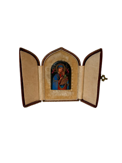 Travelers Icon Virgin Mary & The Child Painting on Porcelain