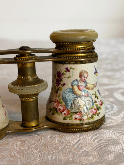 French Hand-painted Enamel Opera Glasses