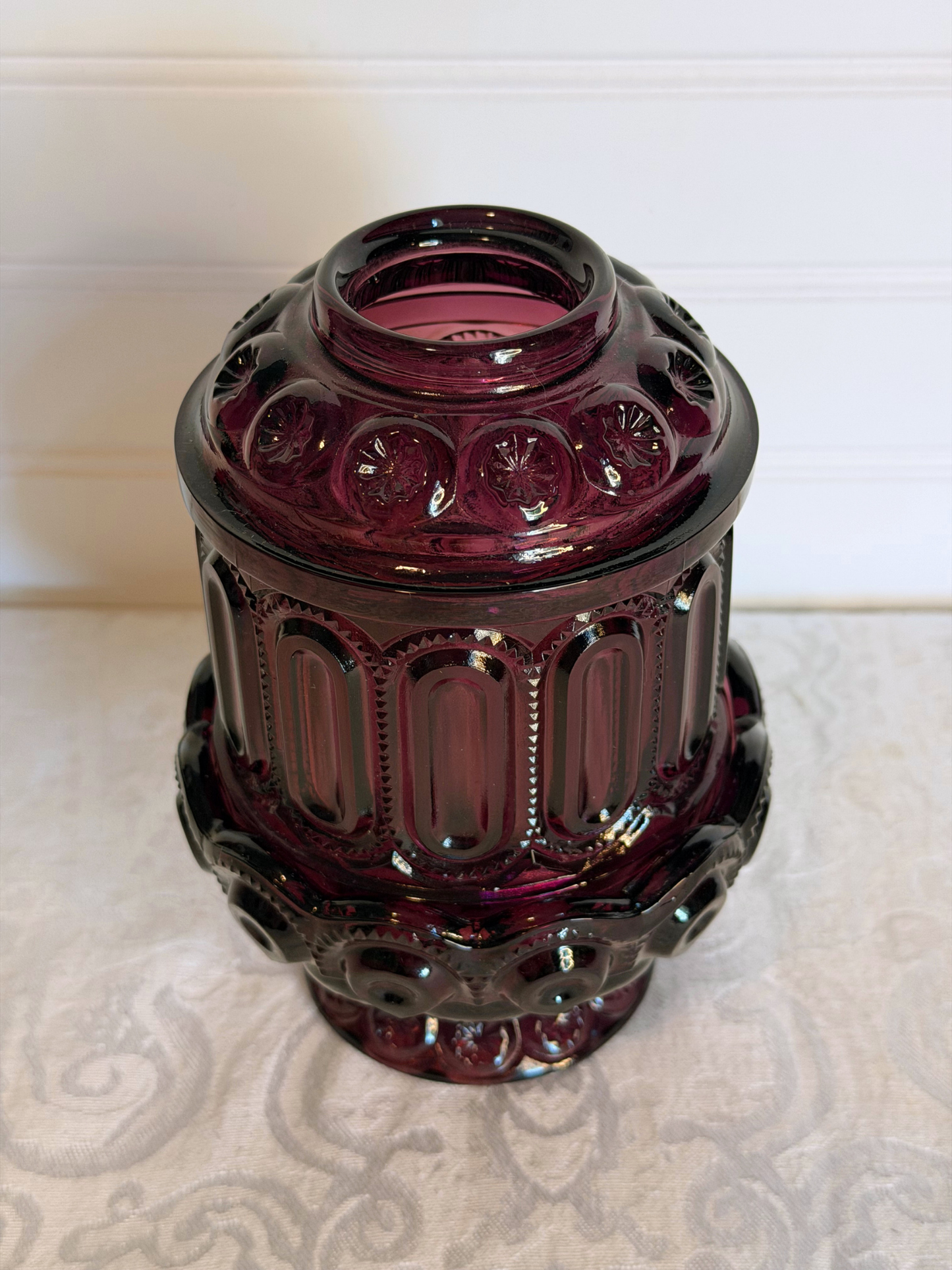 L.E. Smith Amethyst Moon & Star Fairy Lamp