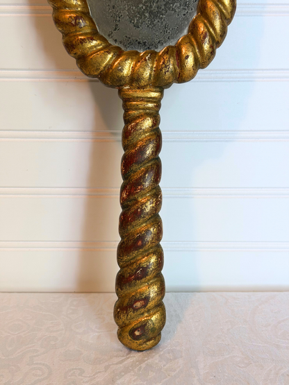 Large Italian Florentine Handheld Mirror