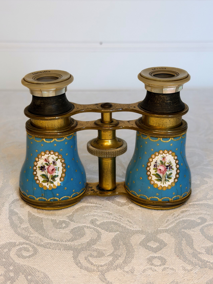 French Hand Painted Enamel Opera Glasses