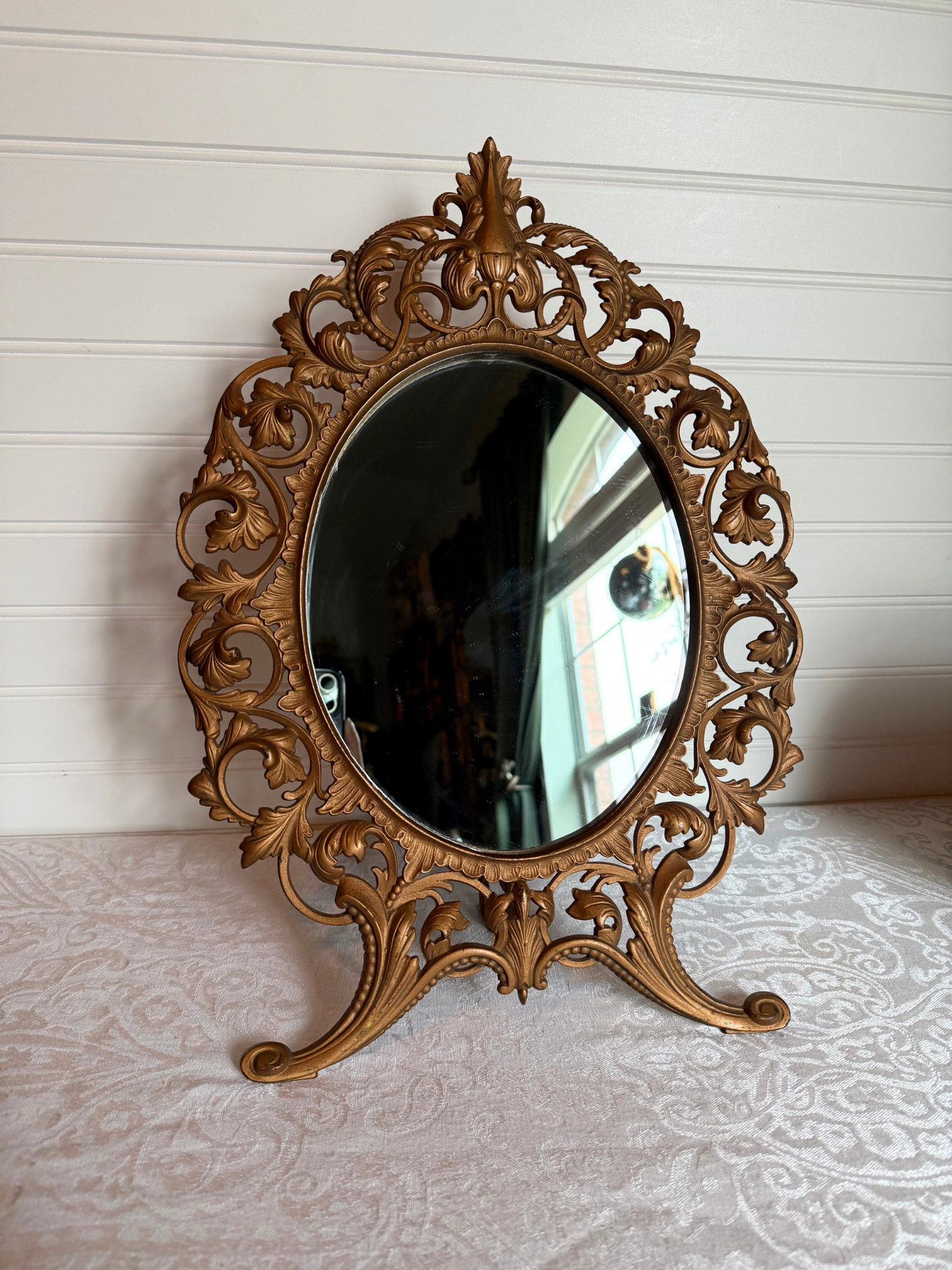 Gilded Castiron Tabletop Mirror
