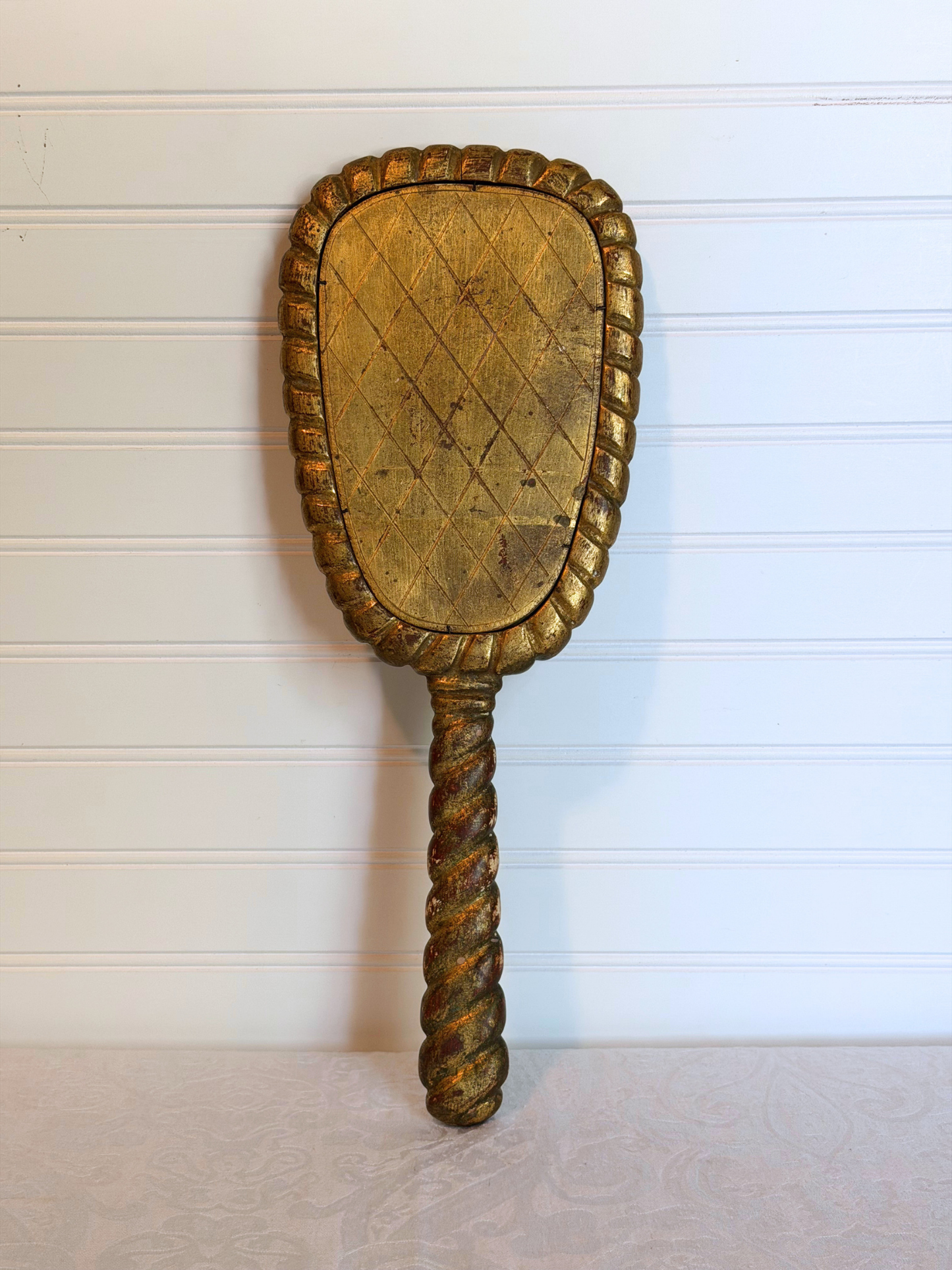 Large Italian Florentine Handheld Mirror