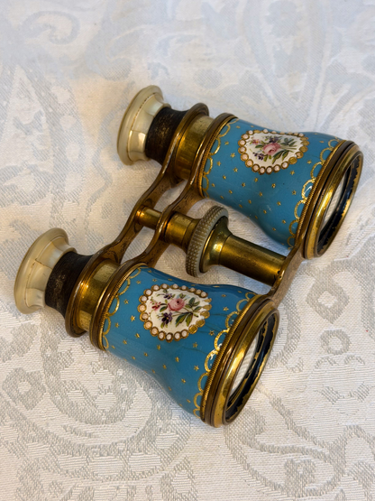French Hand Painted Enamel Opera Glasses