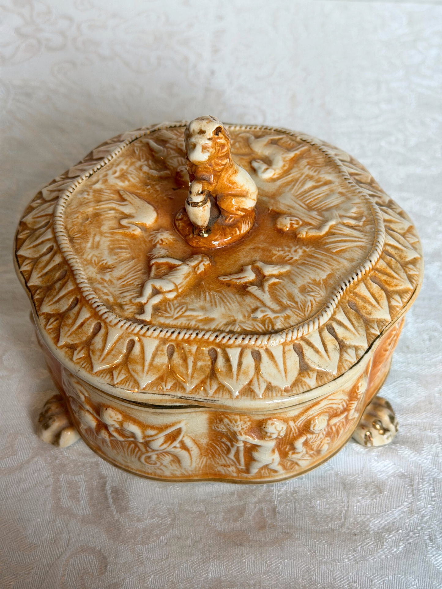 Lion & Cherub Porcelain Box