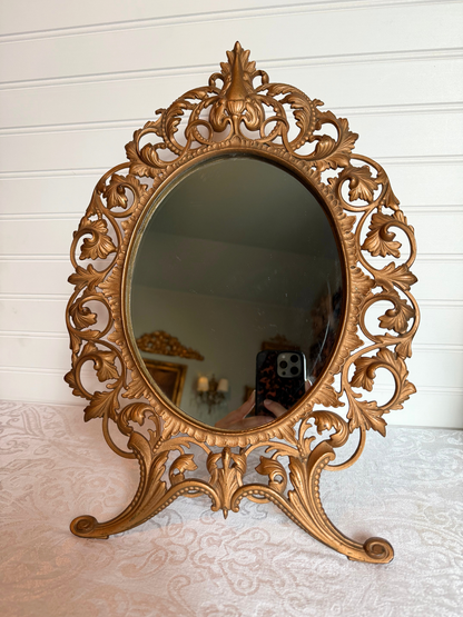 Gilded Castiron Tabletop Mirror