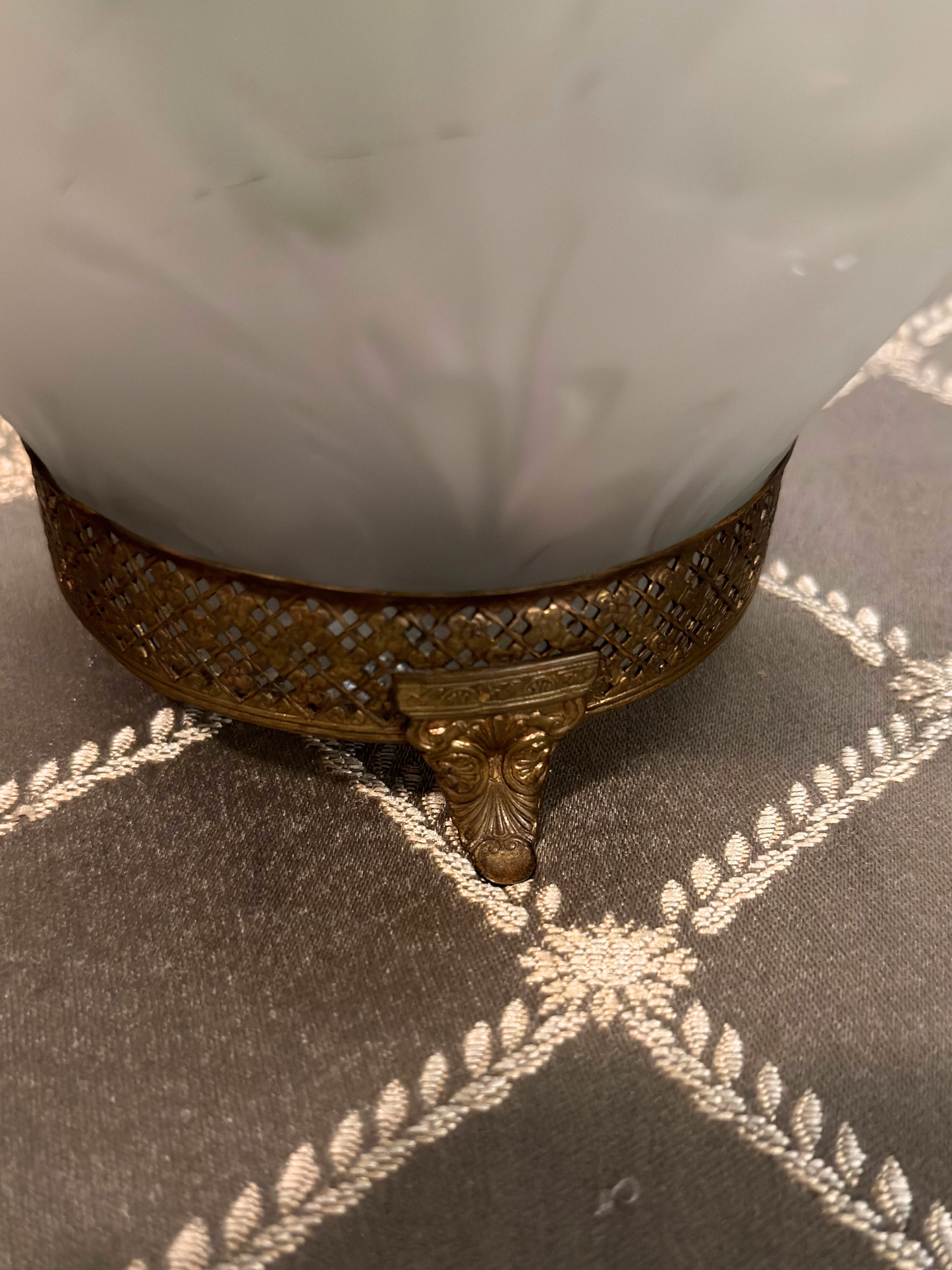 Art Deco Frosted Glass & Ormolu Tiffin Poppy Vase