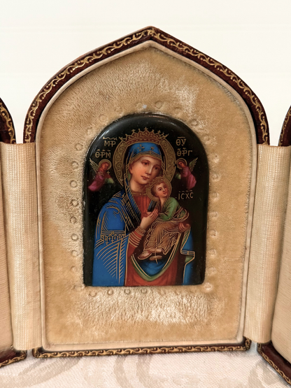 Travelers Icon Virgin Mary & The Child Painting on Porcelain