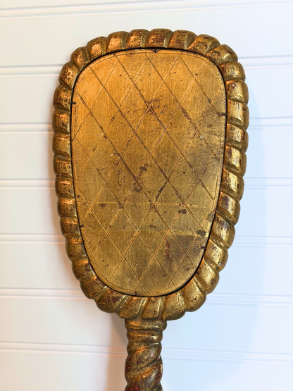 Large Italian Florentine Handheld Mirror