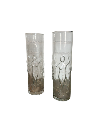 Pair of Libby Nude Dancing Ladies Drinking Glass