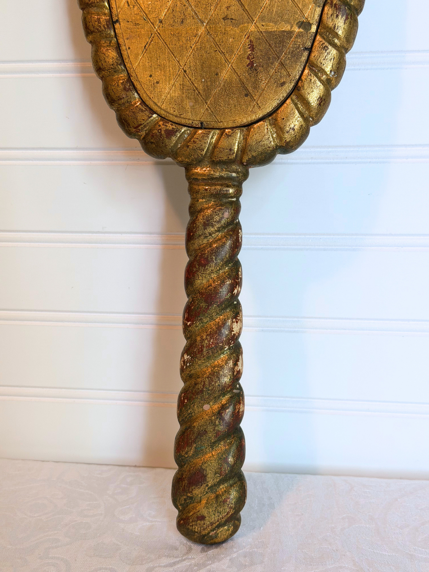 Large Italian Florentine Handheld Mirror