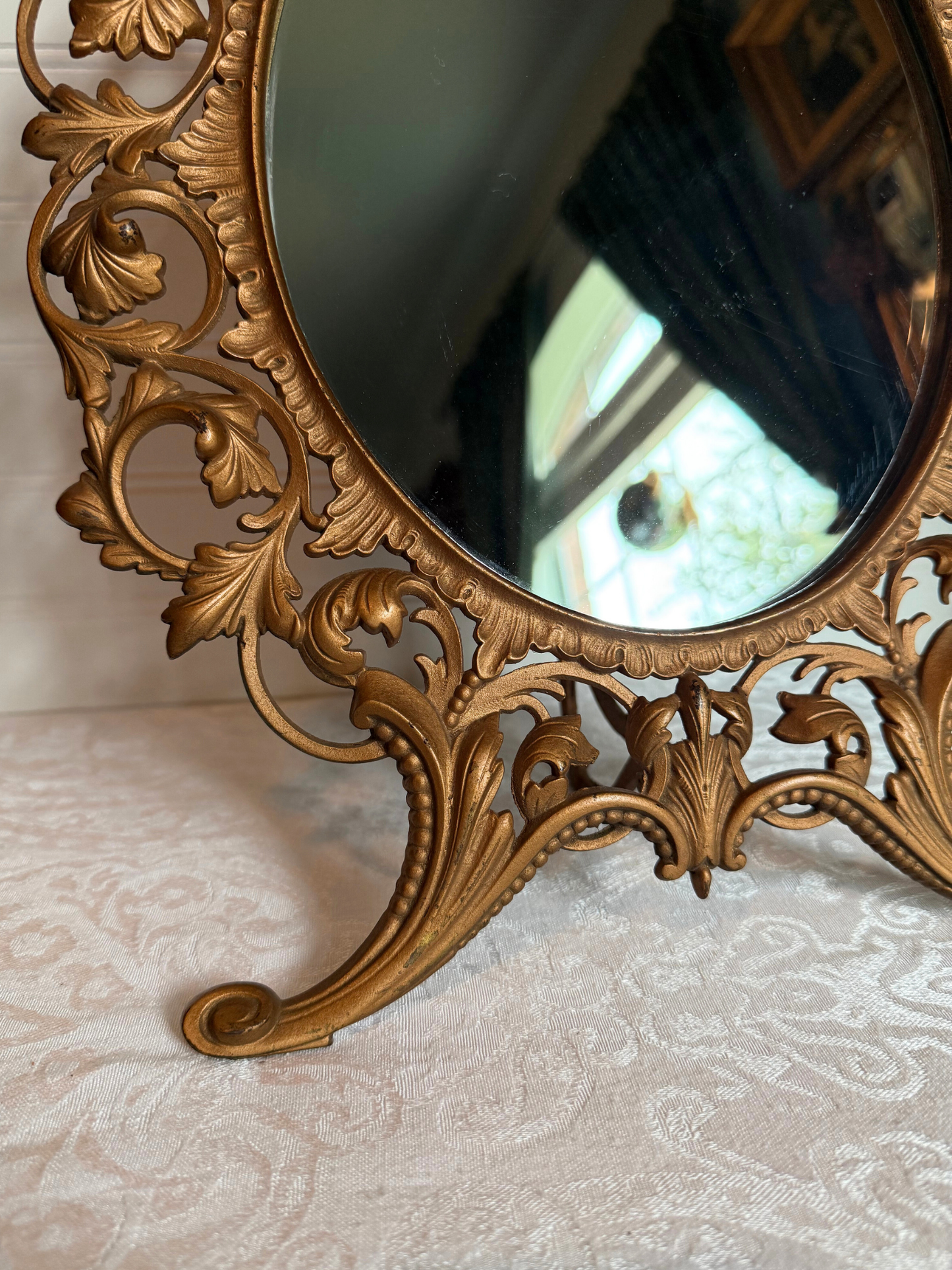 Gilded Castiron Tabletop Mirror