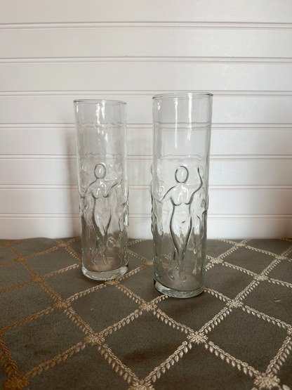 Pair of Libby Nude Dancing Ladies Drinking Glass