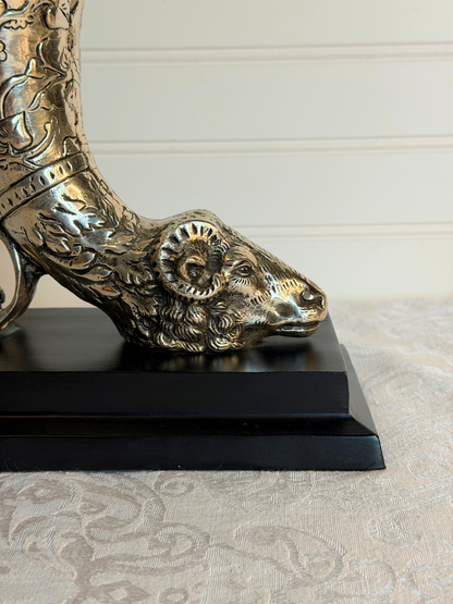 Silver Plated Ram Vase Statue