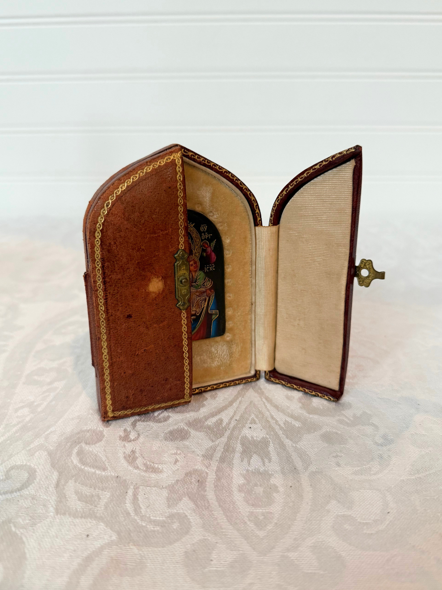Travelers Icon Virgin Mary & The Child Painting on Porcelain