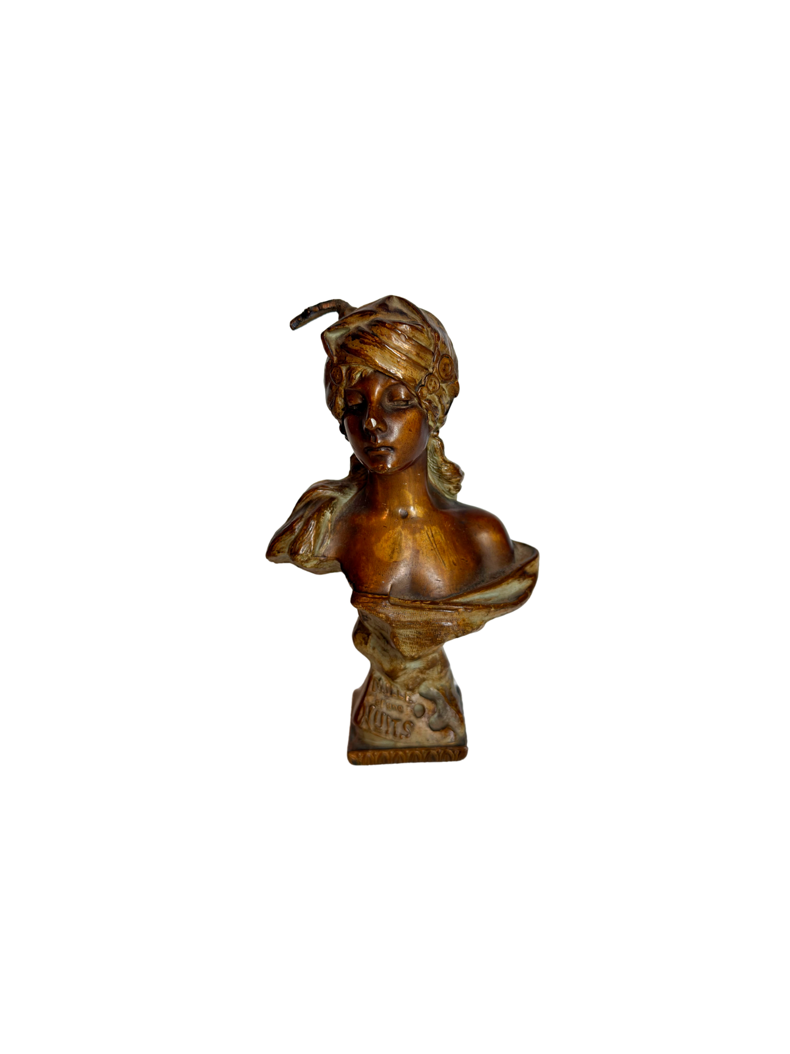 Small statue of girl on a white background