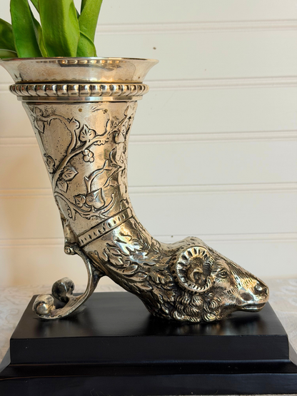 Silver Plated Ram Vase Statue