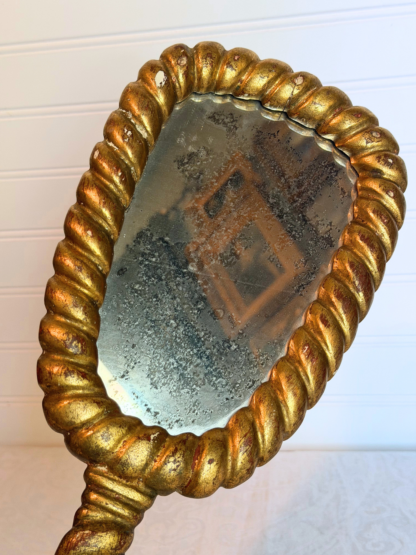 Large Italian Florentine Handheld Mirror