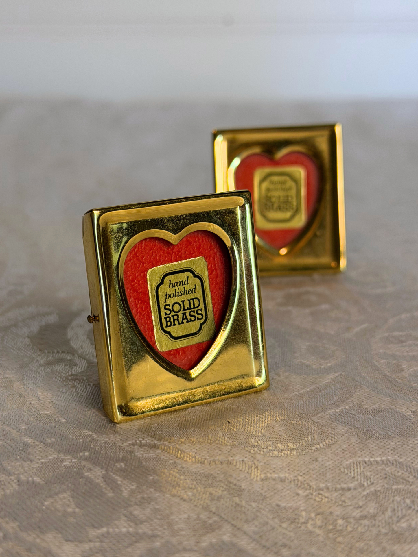 Pair of Mini Brass Heart Frames