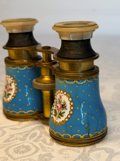 French Hand Painted Enamel Opera Glasses