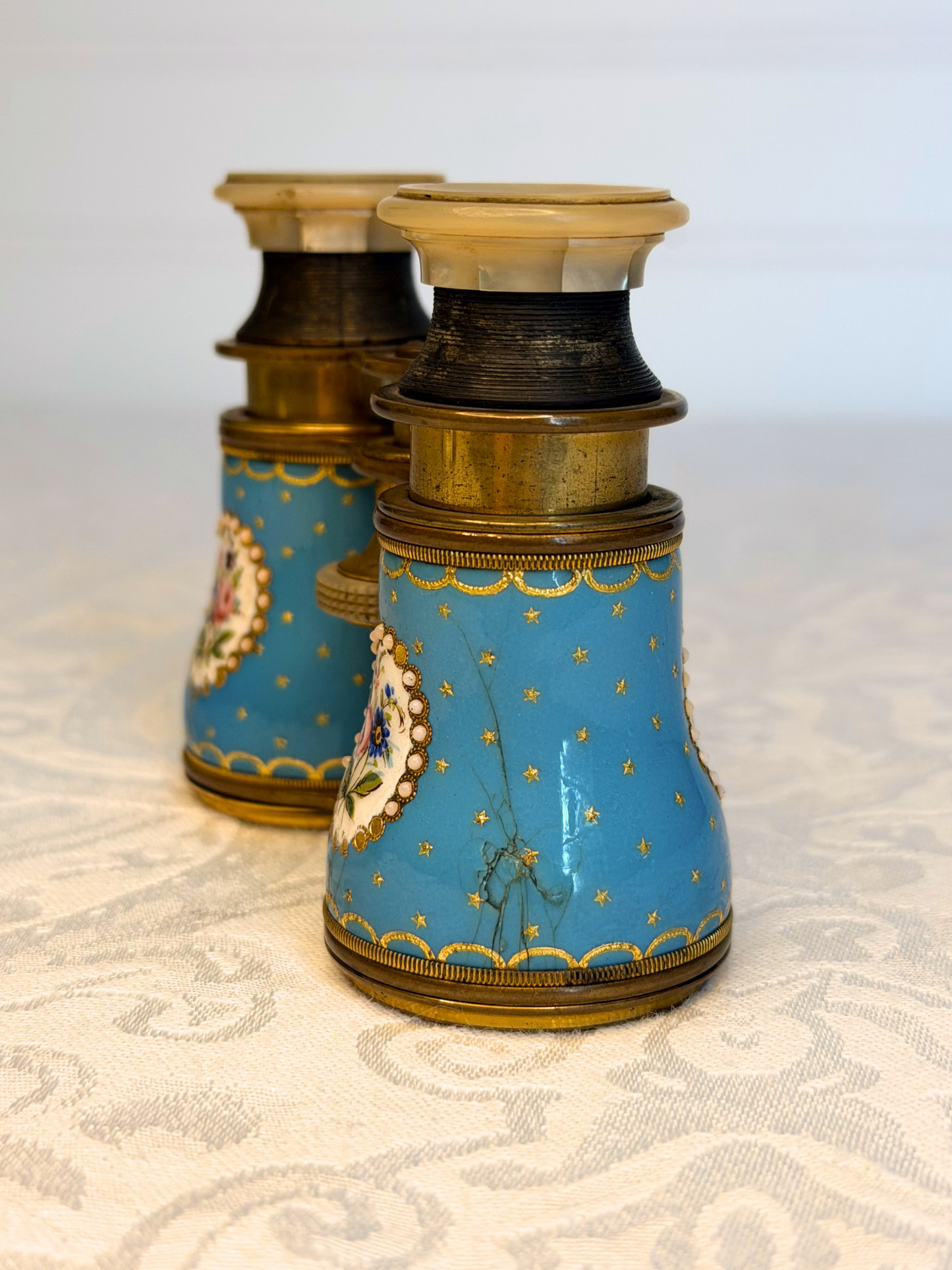 French Hand Painted Enamel Opera Glasses