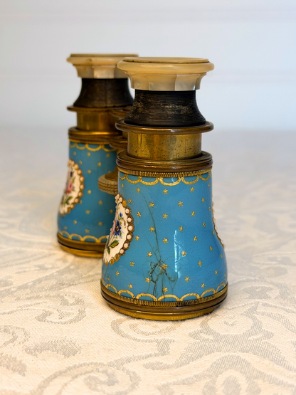 French Hand Painted Enamel Opera Glasses
