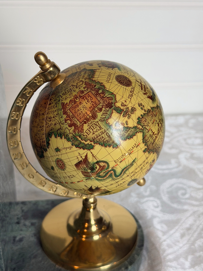 Brass & Marble Old-World Globe Bookends