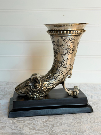 Silver Plated Ram Vase Statue