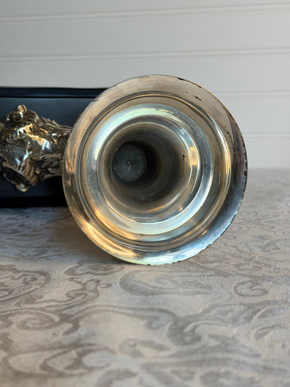 Silver Plated Ram Vase Statue