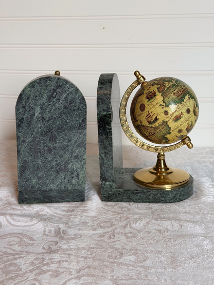 Brass & Marble Old-World Globe Bookends