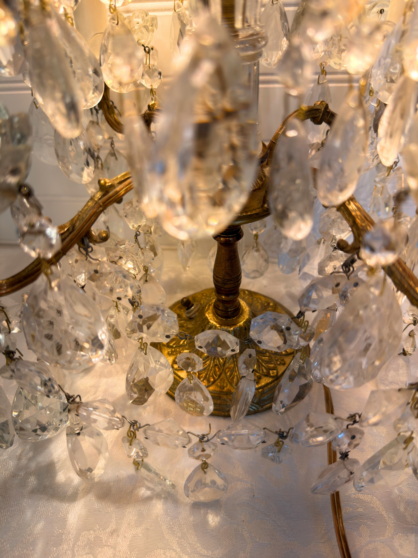 Brass & Crystal Tabletop Chandelier