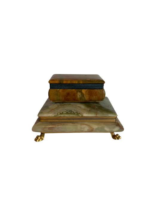 Green Onyx & Brass Jewelry Casket
