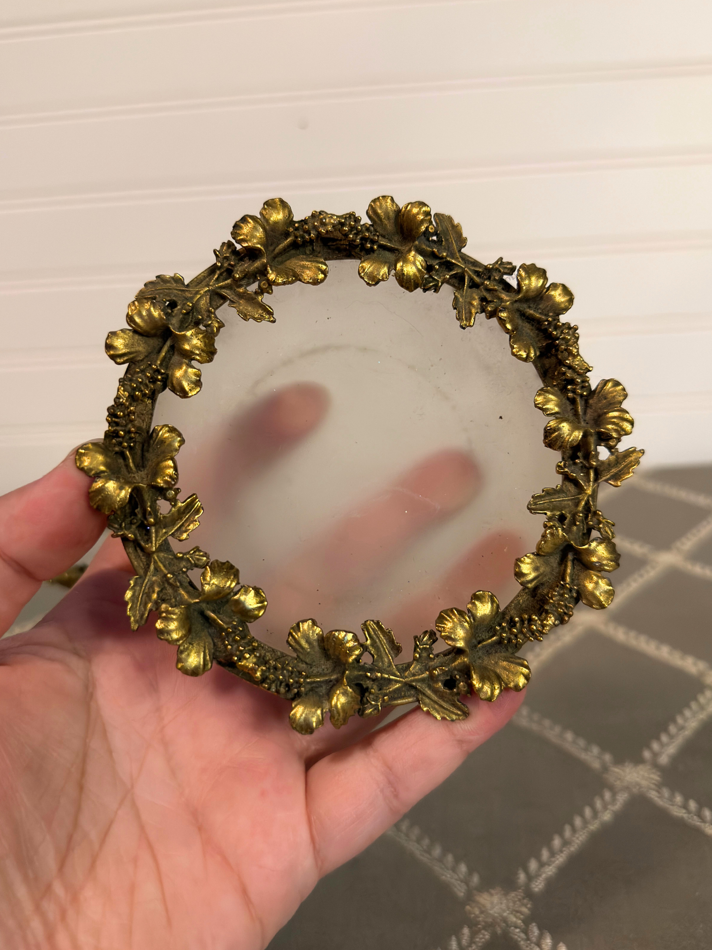 Set of Frosted Glass & Ormolu Cigarette Holder & Trinket Dish (Reserved)