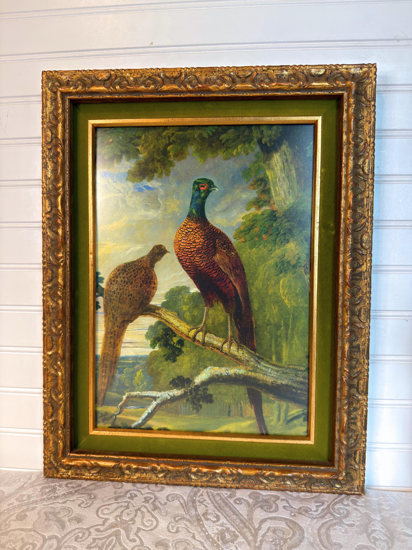 Framed Pheasant Cock & Hen Giclee Print