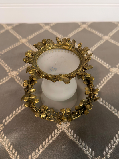 Set of Frosted Glass & Ormolu Cigarette Holder & Trinket Dish (Reserved)