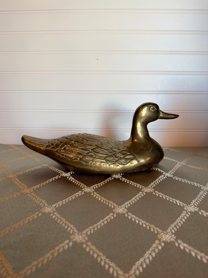 Large Solid Brass Duck