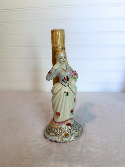 Pair of Dresden Style Figural Porcelain Candelabras