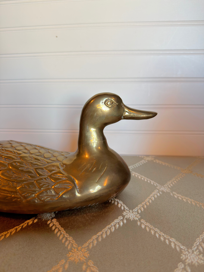Large Solid Brass Duck