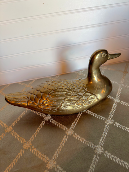 Large Solid Brass Duck