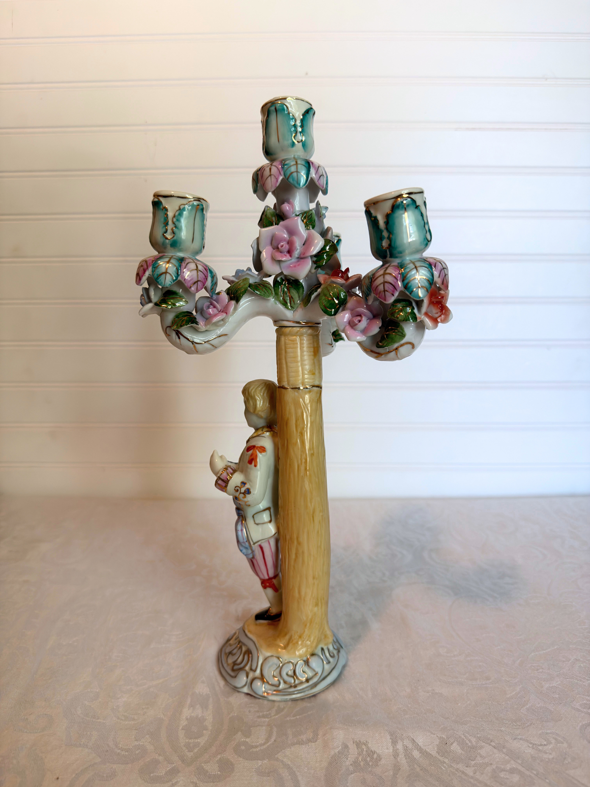 Pair of Dresden Style Figural Porcelain Candelabras
