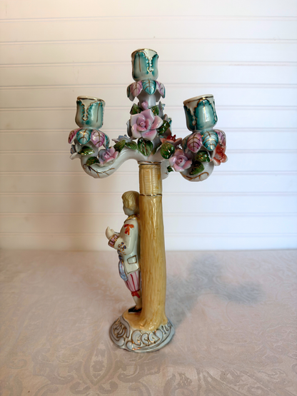 Pair of Dresden Style Figural Porcelain Candelabras